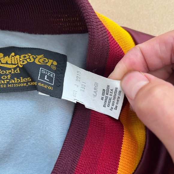 Vintage Swingster Trucker Maroon Snap Satin Chain Stitched Jacket Mens Large - Picture 4 of 14